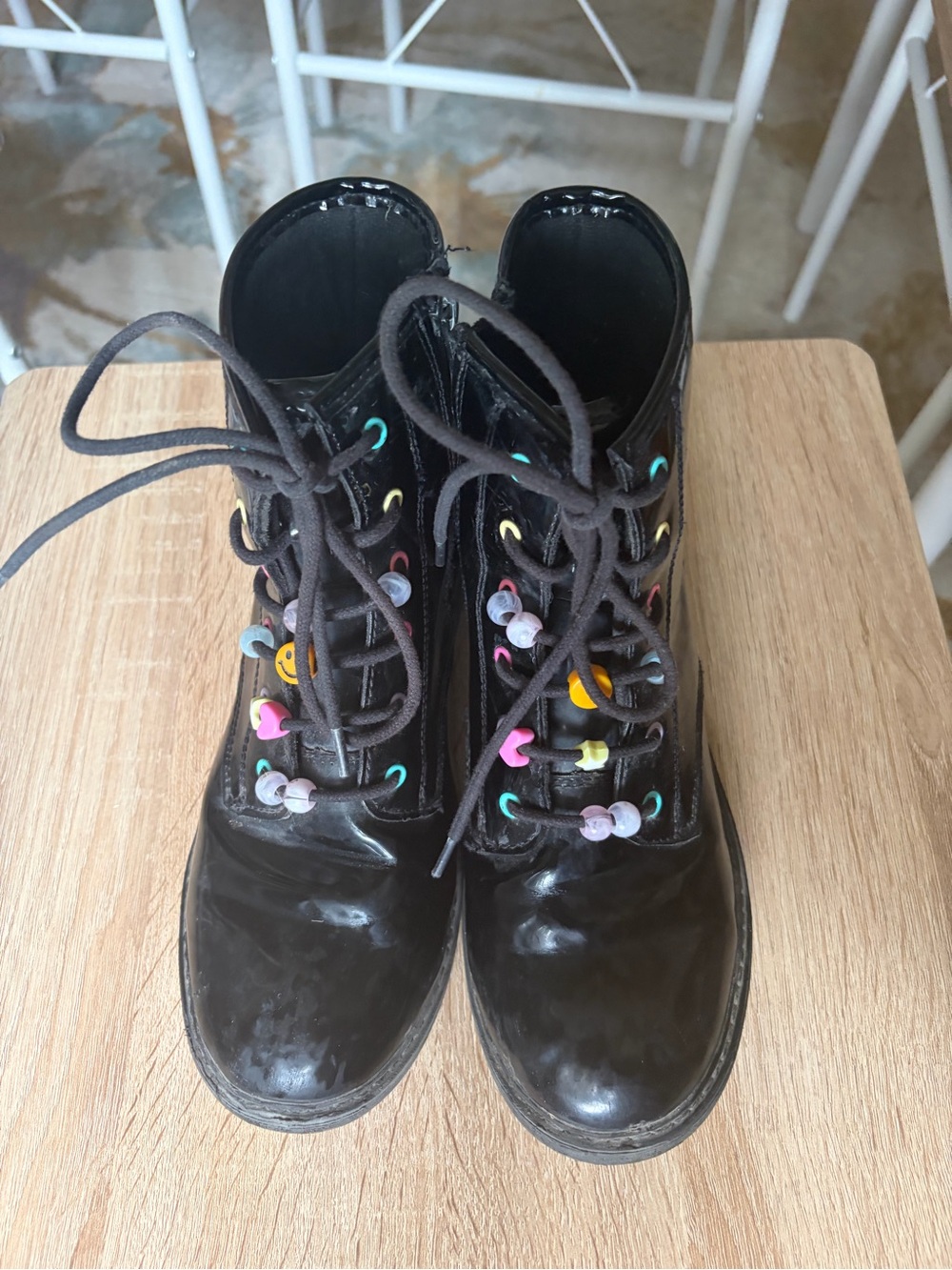 The Children's Place Black Kids Lace-Up Boots with Multicolor Eyelets